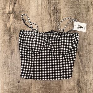 Vibe Black and White Fitted Bustier Camisole